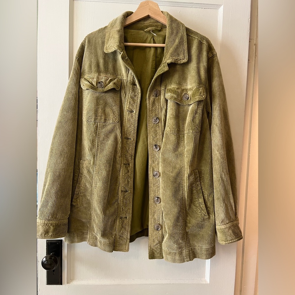 Free People Olive Green Corduroy Shacket Large